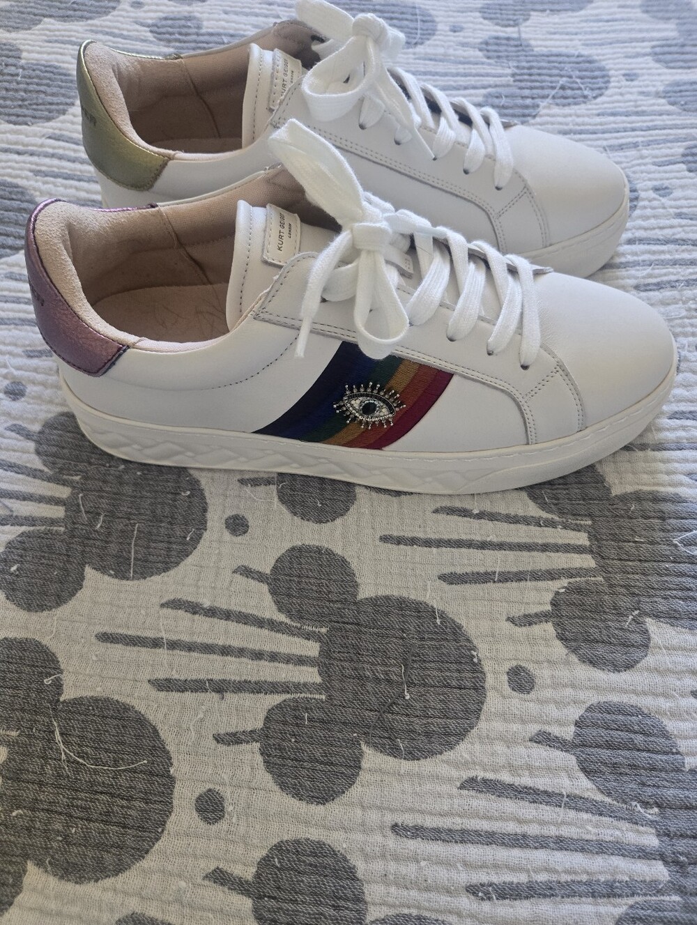 Kurt Geiger London Brixton Evil Eye White Leather Shoes Size 10